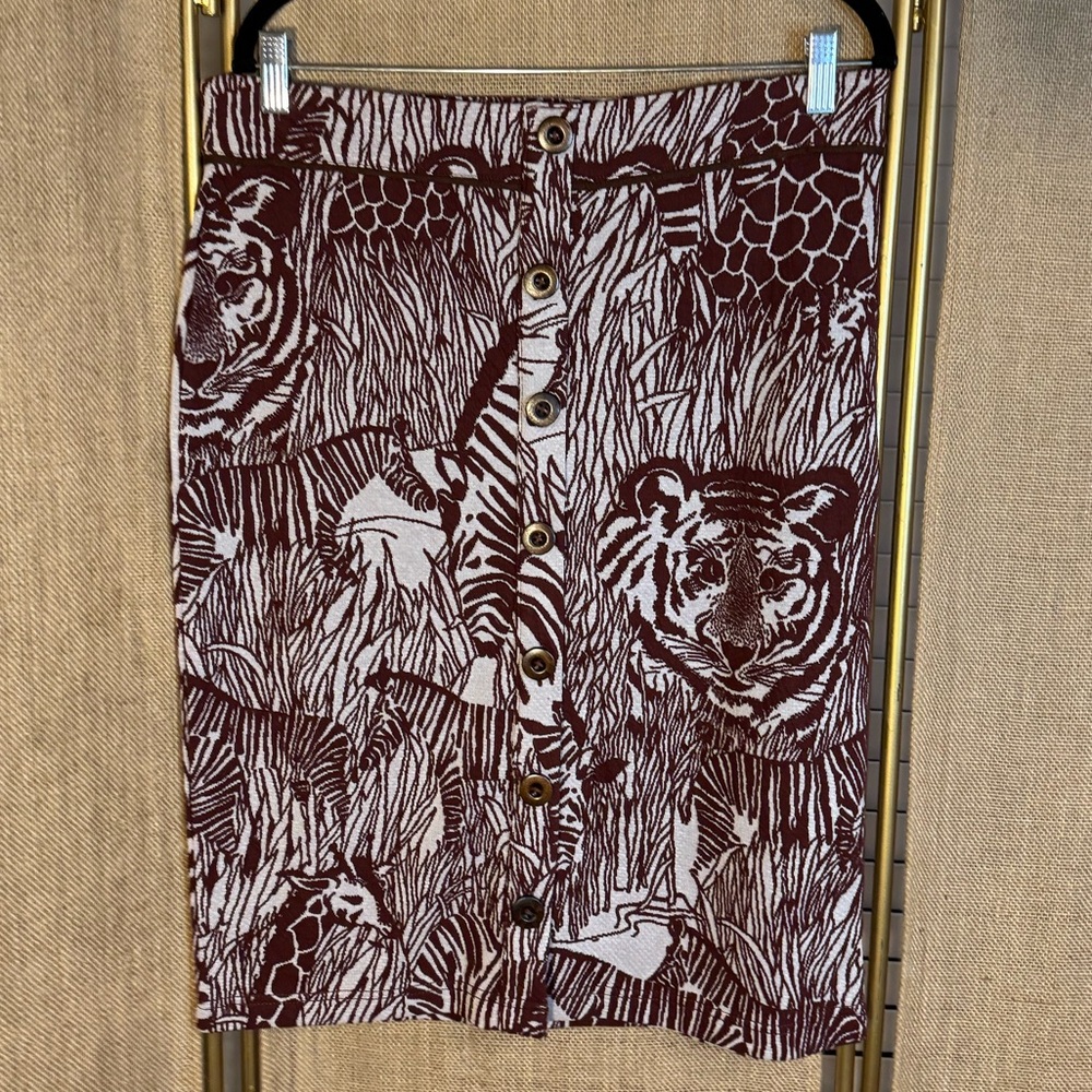 NWOT Anthropologie Stretchy Tiger Skirt Sz L